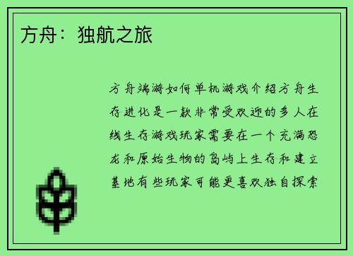 方舟：独航之旅